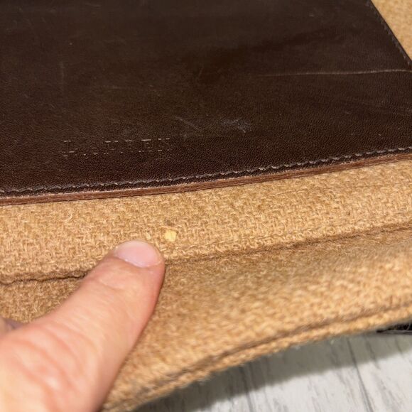 Womens Lauren By Ralph Lauren Vintage Leather Wool Messenger Bag - Picture 6 of 10